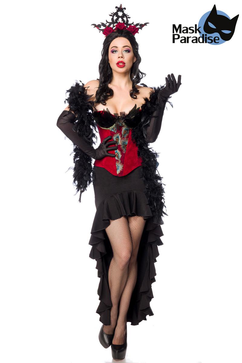 Costume Carnevale Ballerina Burlesque Saloon Travestimento Vestito 80152 donna