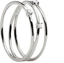 anello a tre PDPAOLA misura 12 materiale argento e zirconi