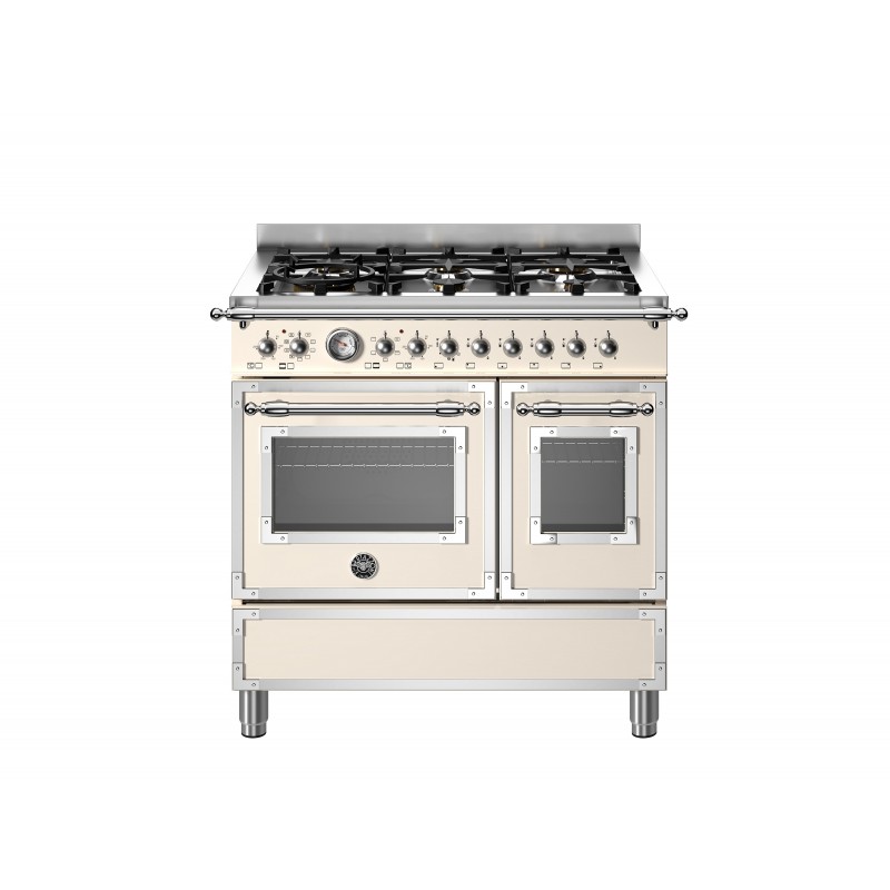 Cucina Libera Installazione 90 cm Bertazzoni Piano a Gas 6 Fuochi Doppio Forno Elettrico S...