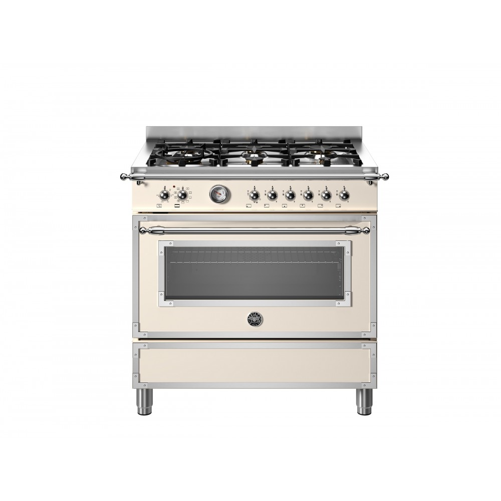 Cucina Libera Installazione 90 cm Bertazzoni Piano a Gas 6 Fuochi Forno Elettrico Serie He...