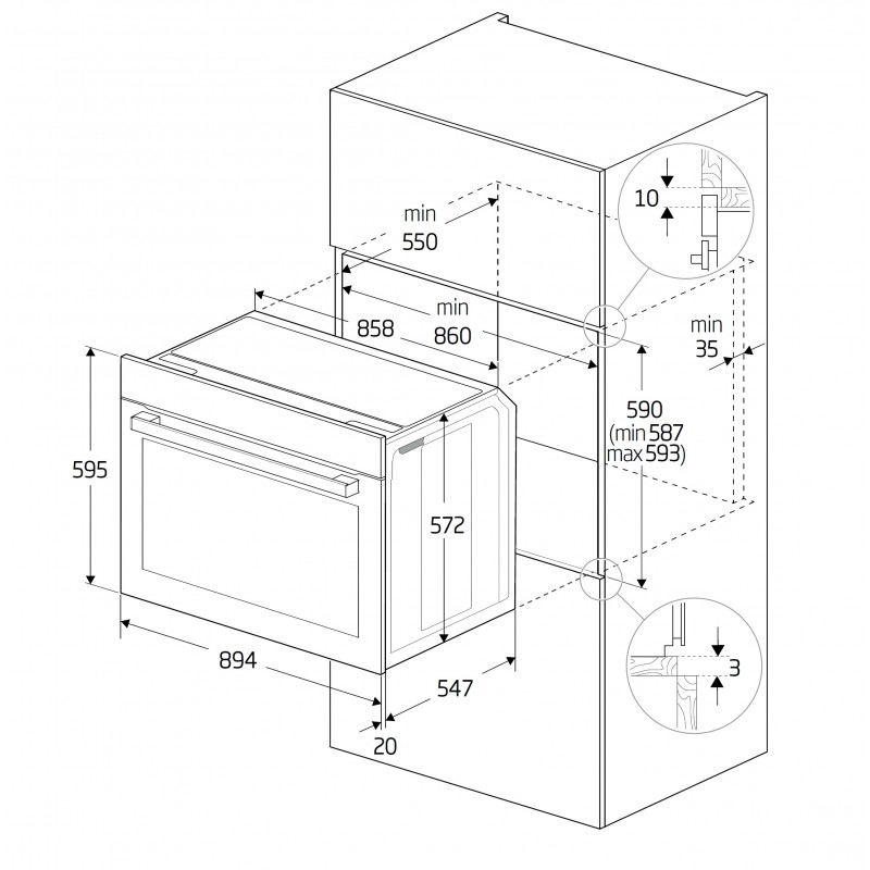 BBWM12300X, Forno Multifunzione, b300, 8 Funzioni, 90 cm