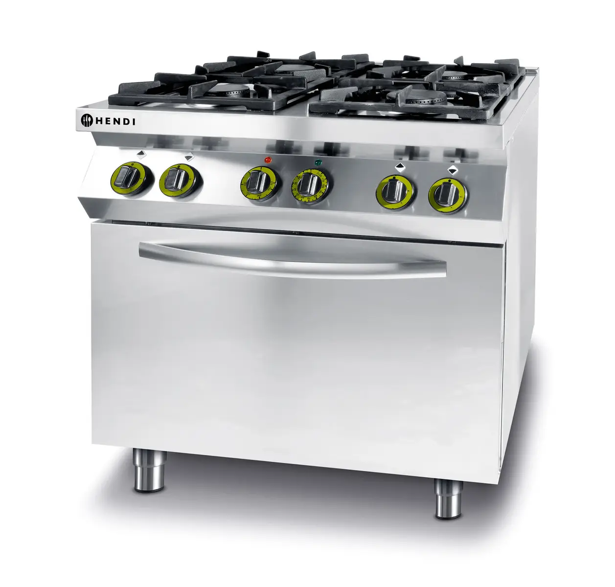 Image of Fornello a gas a 4 fuochi con forno a convezione GN 1/1, HENDI, Linea Cucina