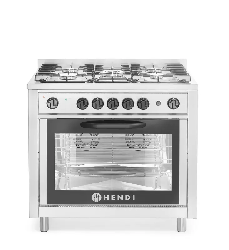 Image of Cucina a gas - 5 bruciatori con forno elettrico, HENDI, Kitchen Line, Argento
