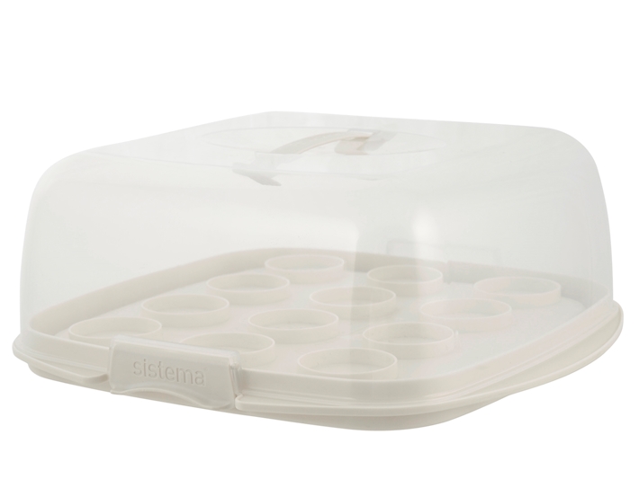 Image of Porta torta/cupcake quadro bake it in polipropilene con manico cm 35x35